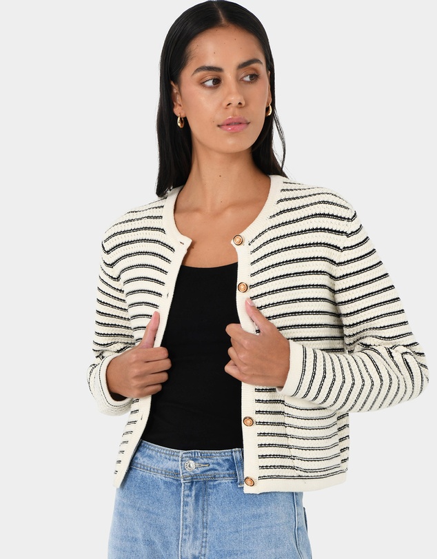 Forcast - Hollis Texture Stripe Cardigan