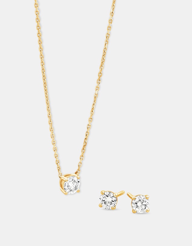 Michael Hill - 0.60 Carat TW Laboratory-Grown Diamond Stud Earrings & Pendant Set in 10kt Yellow Gold