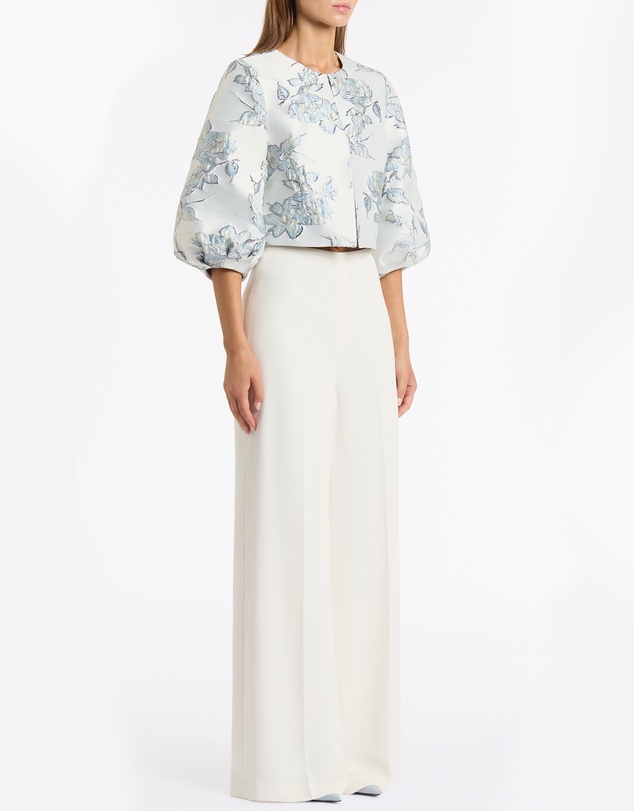 Carla Zampatti - Ivory Crepe High Waisted Wide Leg Pant