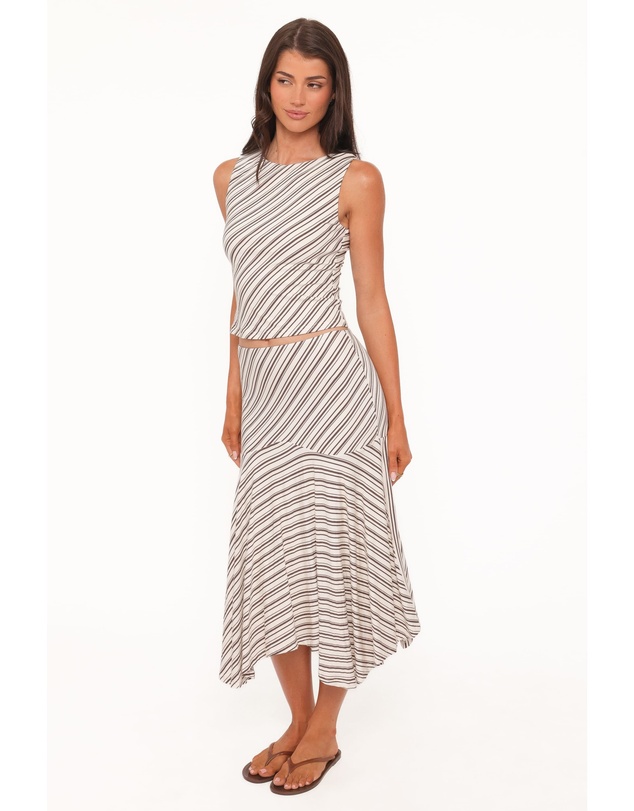 Petal & Pup - Amber Skirt Set - Cream/Brown Stripe