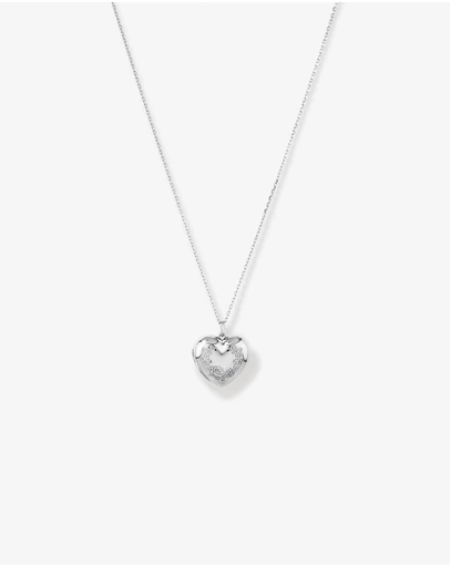 Michael Hill - Floral Love Heart Locket Necklace in Sterling Silver