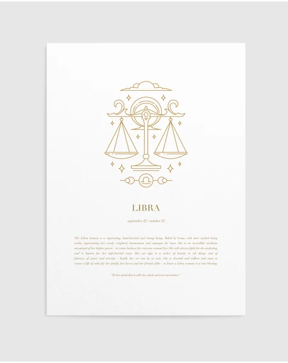 Olive et Oriel - Libra Celestial Zodiac Art Print
