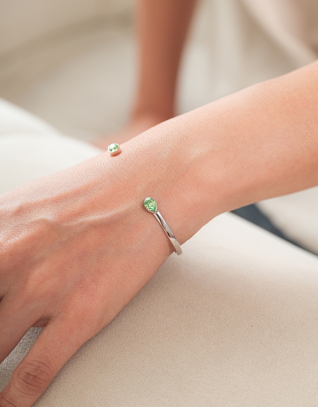 Elli Jewelry - Crystal Open Bangle in 925 Silver