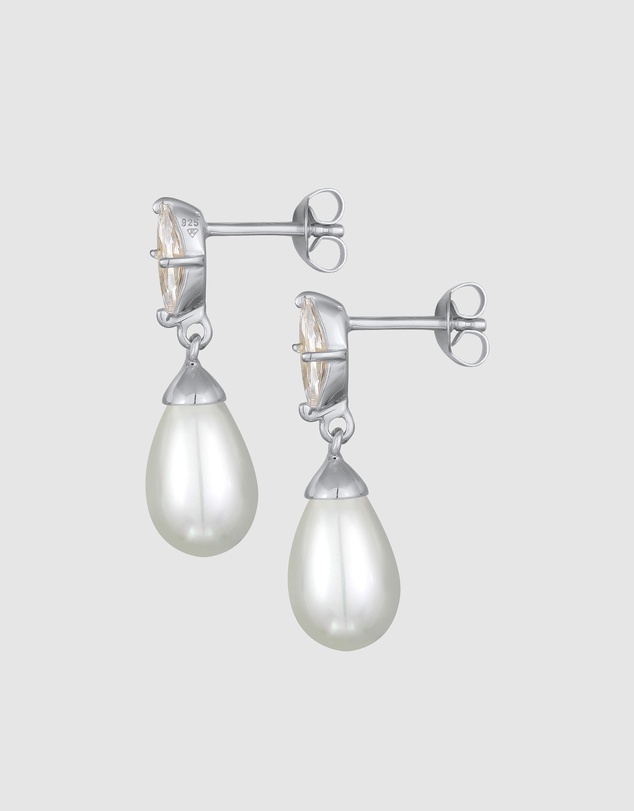 Elli Jewelry - Shell Pearl Zirconia Drop Earrings in 925 Silver