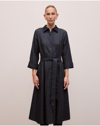 Trenery - Denim Pleat Detail Shirt Dress in Dark Indigo
