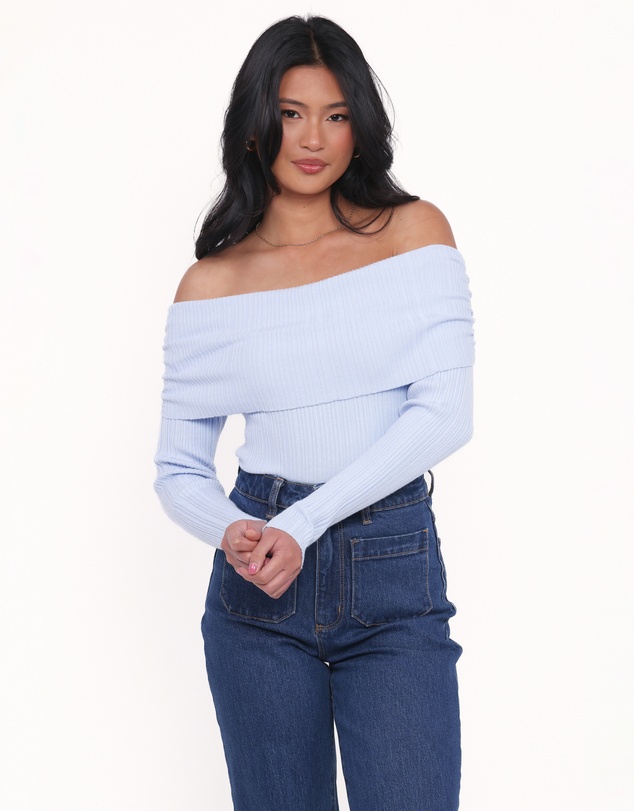 Petal & Pup - Junia Tie Back Knit Top - Pale Blue