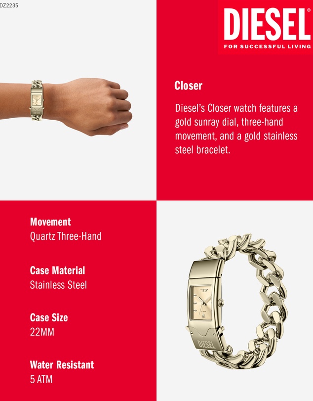Diesel - Closer Gold Tone Analogue Watch
