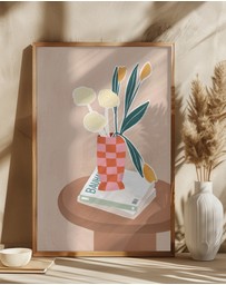 Olive et Oriel - Checkered Vase by Bea Muller Art Print