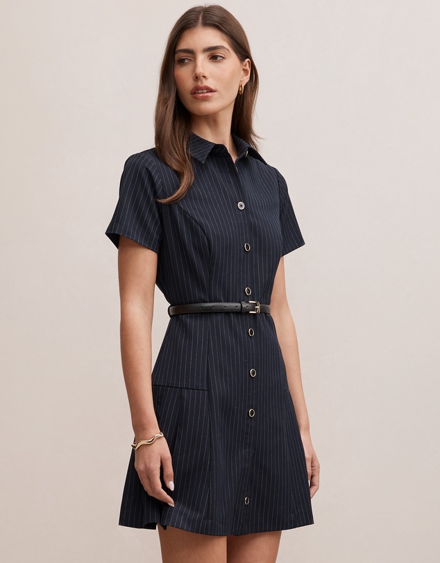 Forever New - Gigi Pleated Button Down Mini Dress