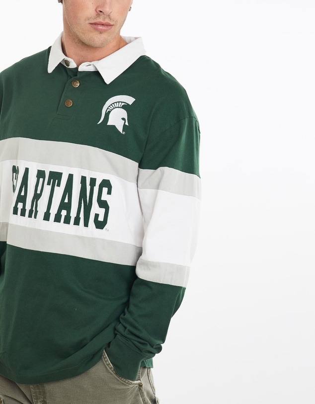 Vintage by The Real Deal - Pre Loved - Vintage 90s NCAA Michigan State Spartans Rugby Shirt