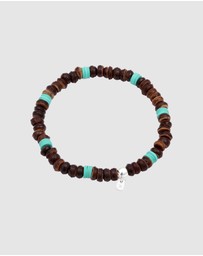 Kuzzoi - ICONIC EXCLUSIVE - Bracelet Male Coconut Beads Brown 925 Sterling Silver