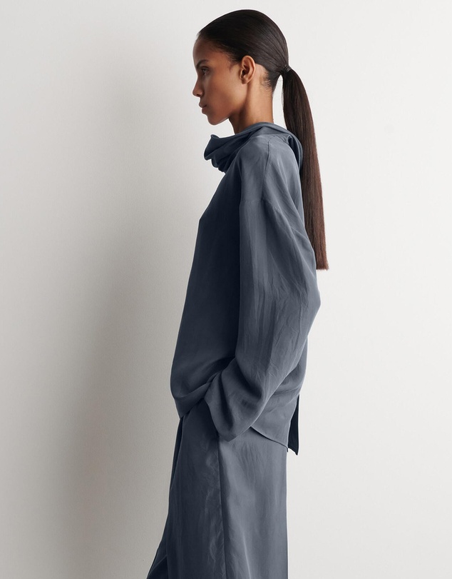 COS - Crinkled-Silk Funnel-Neck Top