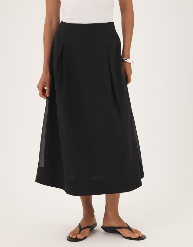 Atmos&Here - Lila Organza Pink Tuck Midi Skirt