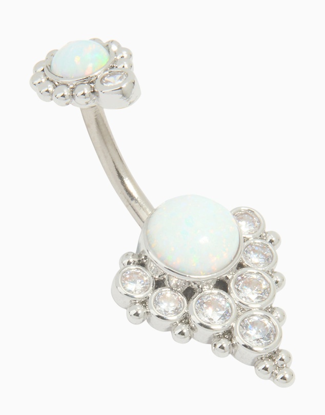 Lovisa - Titanium White Opal Cubic Zirconia Belly Bar