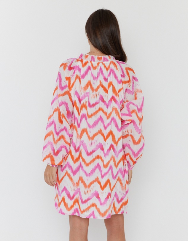 ALEXANDRA - Tobias Dress Pink Orange Zig Zag