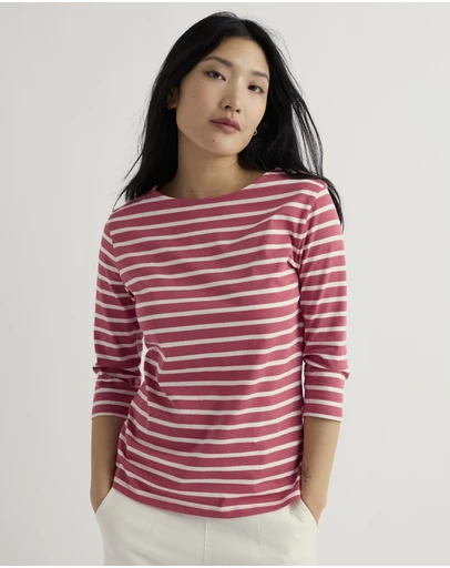 Seasalt - Seasalt Cornwall Pink Sailor 3/4 Sleeve Top Jersey