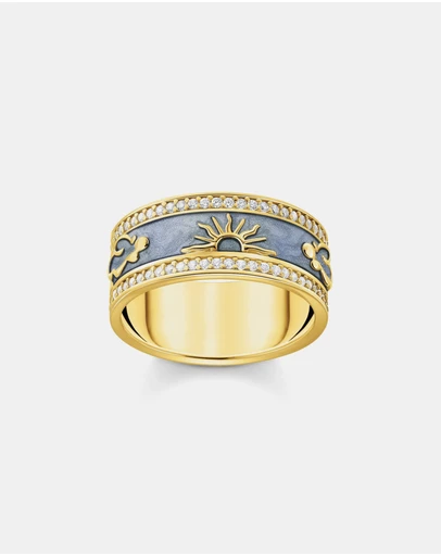 THOMAS SABO - Band Ring with Blue Cold Enamel and Cosmic Symbols