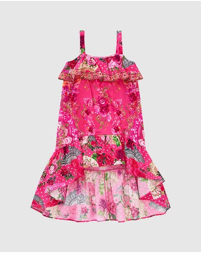 Camilla - Frilled Wide Strap High Low Dress - Kids-Teens