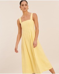 AERE - Pasey Linen Seamed Detail Midi Dress