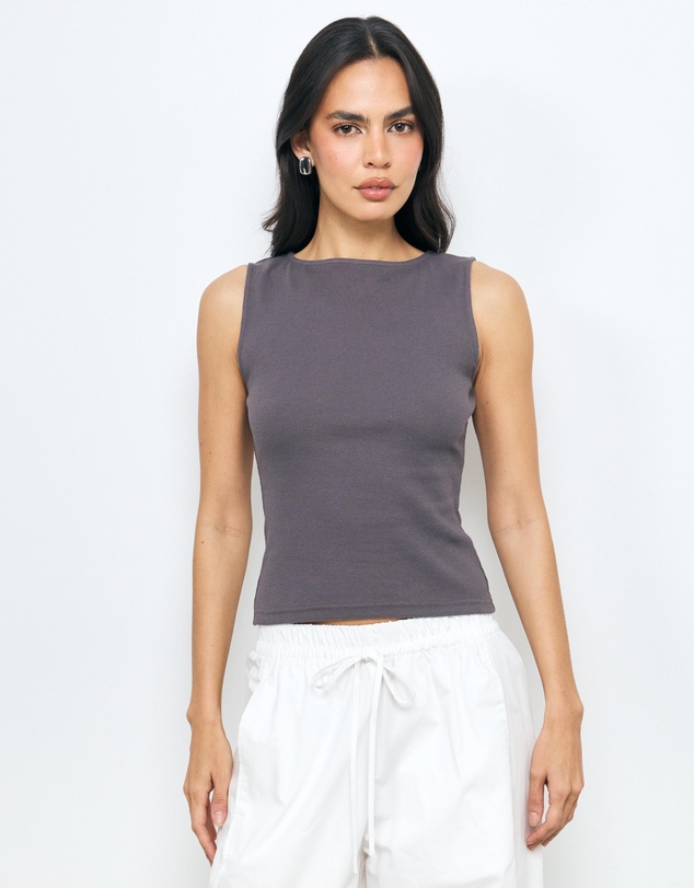 AERE - Ribbed Boat Neck Tank