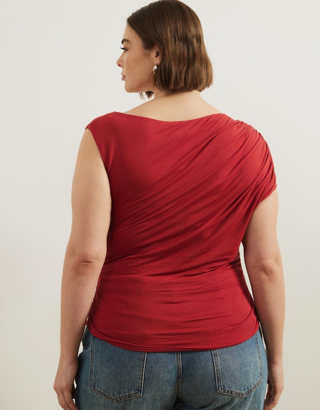 Atmos&Here Curvy - Lila Gathered Shoulder Bamboo Top