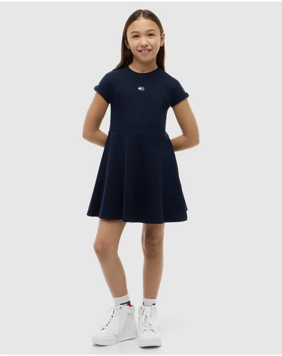 Tommy Hilfiger - Tonal Flag Logo Skater Dress - Teens