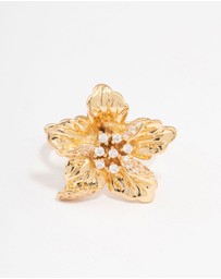 Lovisa - Gold Plated Cubic Zirconia Bling Flower Ring