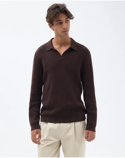 AERE - Organic Cotton Long Sleeve Polo