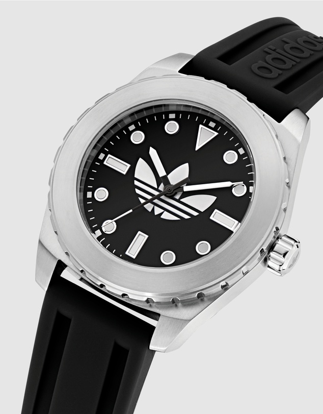 adidas Originals - Discoverer One Steel 44mm Black Silicone Watch