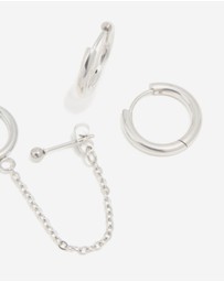 Lovisa - Waterproof Stainless Steel Chain & Huggie Earrings 3-Pack