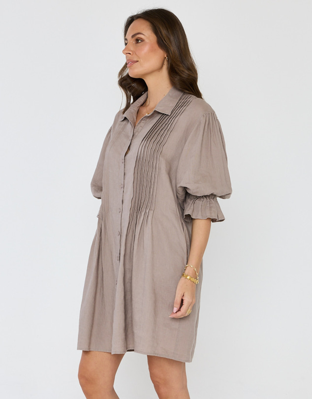 ALEXANDRA - Serif Mini Dress Taupe