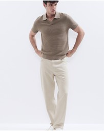 UNISON - Pointelle Stitch Knit Polo