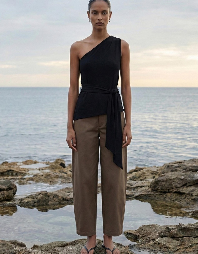 Staple the Label - Zara One Shoulder Tie Top
