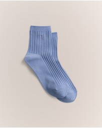Trenery - Monogram Rib Crew Sock in Dove Blue