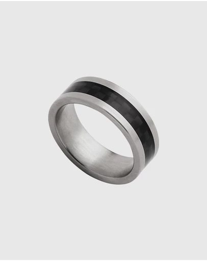 Najo - Aviator Ring Men's Carbon Fibre & Steel Ring