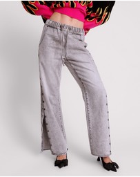 ONE TEASPOON - Slate Acid Roadhouse Wide Leg Drawstring Jeans