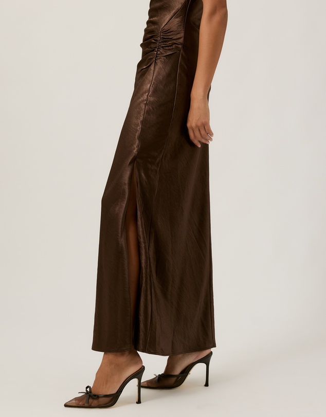 Tussah - Amy Boat Neck Satin Midi Dress