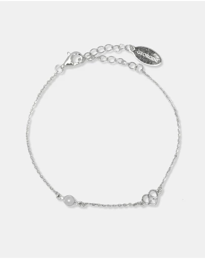 Georgini - Freshwater Pearl And Two Natural Diamond June Silver Bracelet
