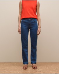 Trenery - Mid Rise Straight Leg Jean in Mid Blue Denim