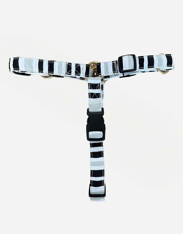 Mog & Bone - Hemp Dog Harness - Pebble Black Brush Stroke Print