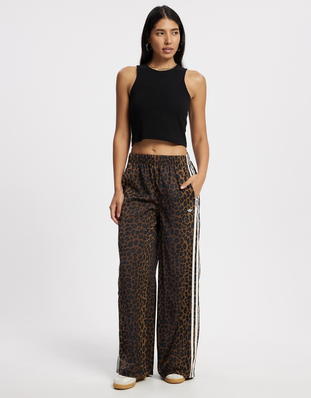adidas Originals - Originals Wide Leg Satin Pants in Leopard