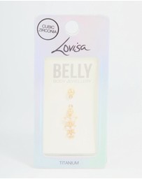 Lovisa - Gold Plated Titanium Cubic Zirconia Butterfly Trio Belly Bar