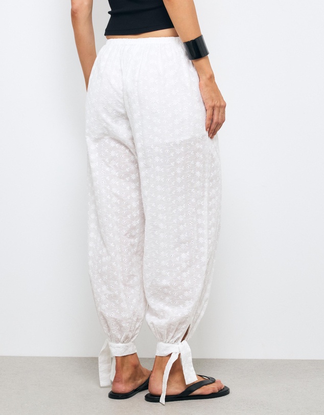 AERE - Tansy Embroidered Barrel Pants