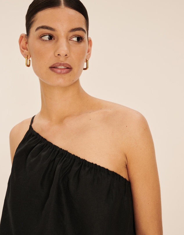 AERE - Linen Gathered One Shoulder Top