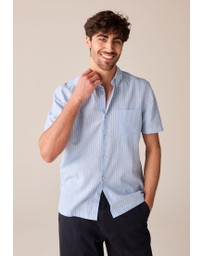NEXT - Linen Blend Stripe Short Sleeve Shirt