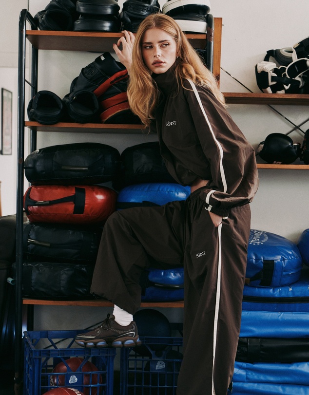SSAINT - Fight Night Zip Windbreaker - Brown & Cream