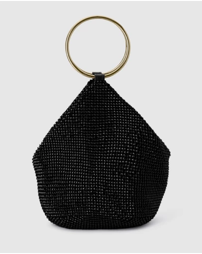 Olga Berg - Ellie Crystal Mesh Ring Handle Bag