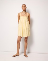 AERE - Amba Shirred Linen Mini Dress
