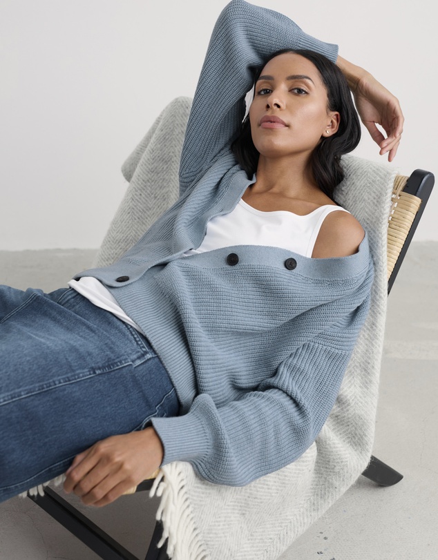 Seasalt - Seasalt Cornwall Blue Winding Creek Organic Cotton Knit Cardigan