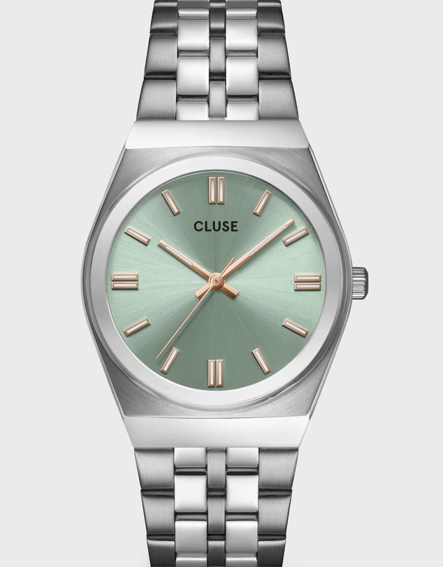 Cluse - Retro 70's Sage Green/Silver Link